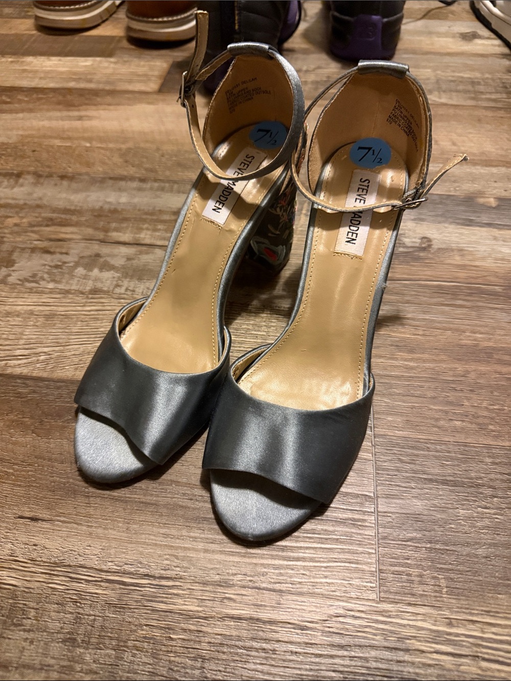 Steve Madden Metallic Blue Open-Toe Ankle-Strap Heels